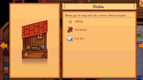 stardew horse stable|stardew valley stable cost.
